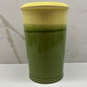 Canadian Studio Pottery Thomas Aitken Yellow Green Glazed Ceramic Vase Canister